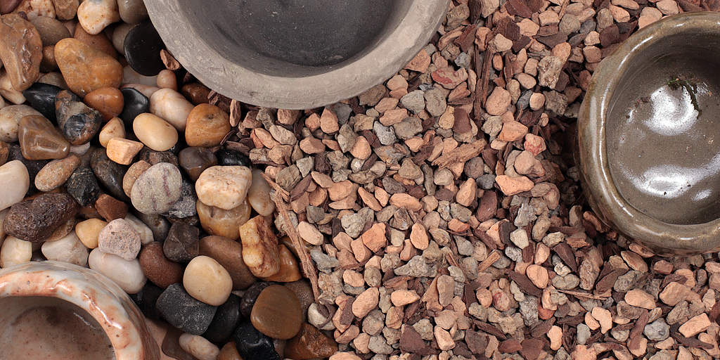 Pebbles with a rocky soil